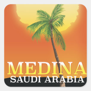 Pegatina Cuadrada Afiche de viaje de Medina Arabia Saudita