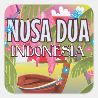 Pegatina Cuadrada Afiche de viaje de Nusa Dua Indonesia