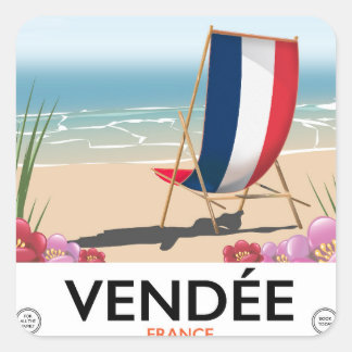 Pegatina Cuadrada Afiche de viaje de playa de Francia
