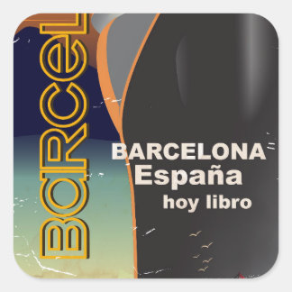 Pegatina Cuadrada Afiche de viaje del buque de crucero barato de Bar