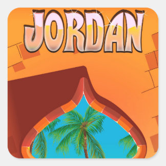 Pegatina Cuadrada Afiche de viaje del Palacio de Jordania