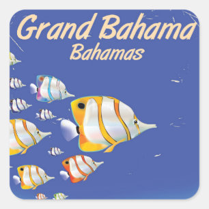 Pegatina Cuadrada Afiche de viaje del personalizado de Gran Bahama