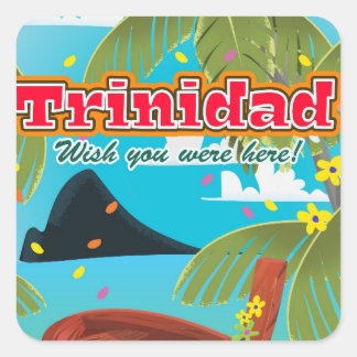 Pegatina Cuadrada Afiche de viaje del personalizado de Trinidad