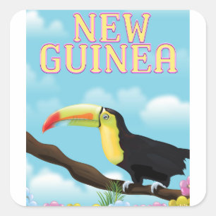 Pegatina Cuadrada Afiche de viaje para turistas de Nueva Guinea