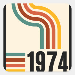 Pegatina Cuadrada Afiche retro vintage de 1974 50 cumpleaños