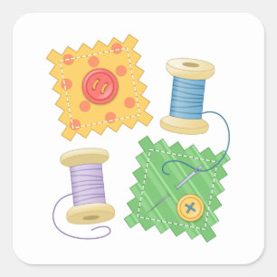 Pegatina Cuadrada Afición de costura del arte que acolcha