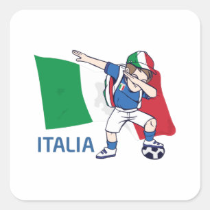 Pegatina Cuadrada Aficionado de fútbol de Italia niño dabbing