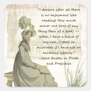 Pegatina Cuadrada Aficionados a los libros de Jane Austen