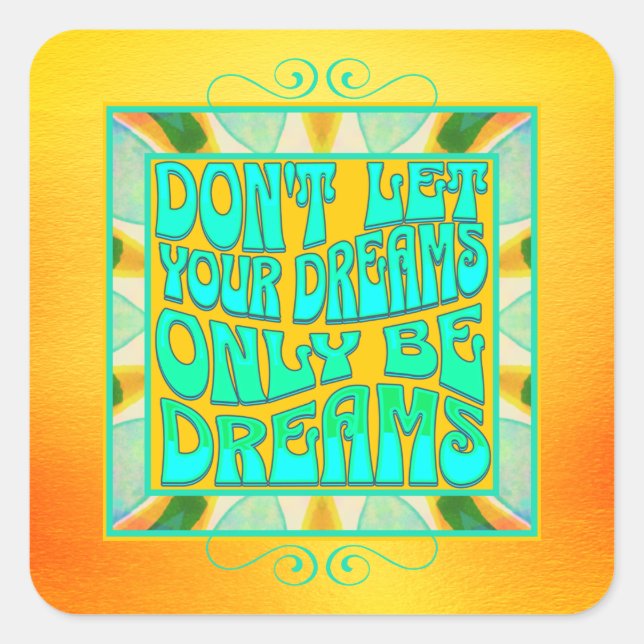 Pegatina Cuadrada Afirmación positiva de citas de arte acuarela (Anverso)