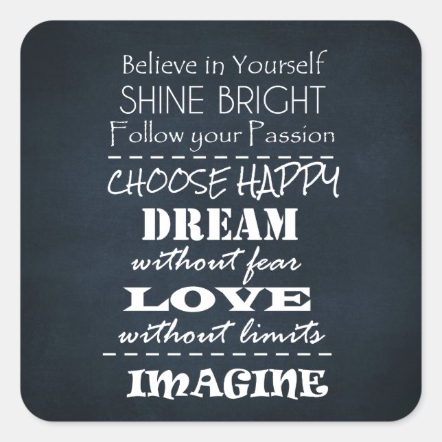 Pegatina Cuadrada Afirmaciones de citas motivacionales (Anverso)