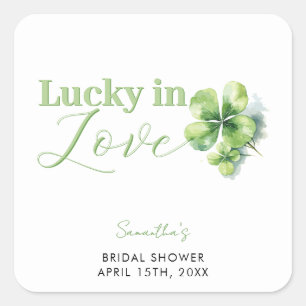 Pegatina Cuadrada Afortunada en Love St Patrick's Bridal Shower
