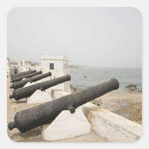 Pegatina Cuadrada África, África Occidental, Ghana, Elmina. Cañones 