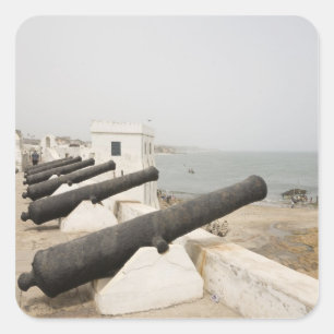 Pegatina Cuadrada África, África Occidental, Ghana, Elmina. Guardi