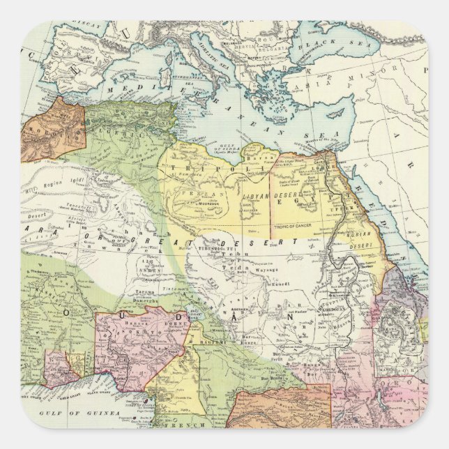 Pegatina Cuadrada África, Canal de Suez (Anverso)