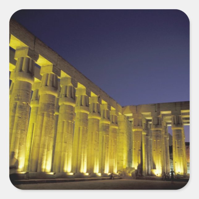 Pegatina Cuadrada África, Egipto, Luxor. Corte Sun de Amenhotep (Anverso)