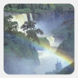 Pegatina Cuadrada África, Etiopía, río Nilo Azul, catarata.