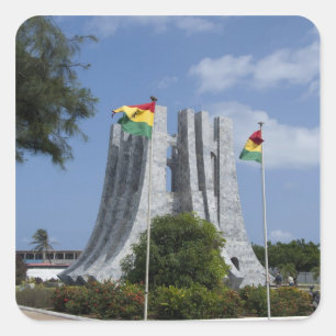 Pegatina Cuadrada África, Ghana, Acra. Mausoleo de Nkrumah, últimos 