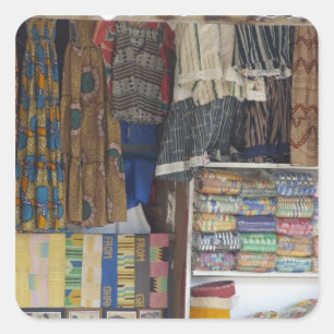 Pegatina Cuadrada África, Ghana, Acra. Textil y artesanía de Acra