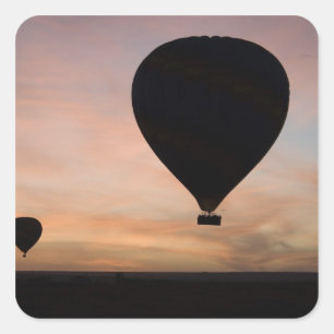 Pegatina Cuadrada África, Kenia, Masai Mara. Dos globos flotan