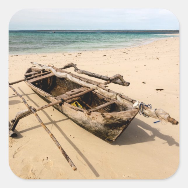 Pegatina Cuadrada África, Mozambique, isla Mogundula (Anverso)