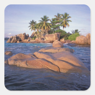 Pegatina Cuadrada África, Océano Índico, Seychelles, Praslin