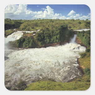 Pegatina Cuadrada África, Uganda, Parque Nacional de las Cataratas M