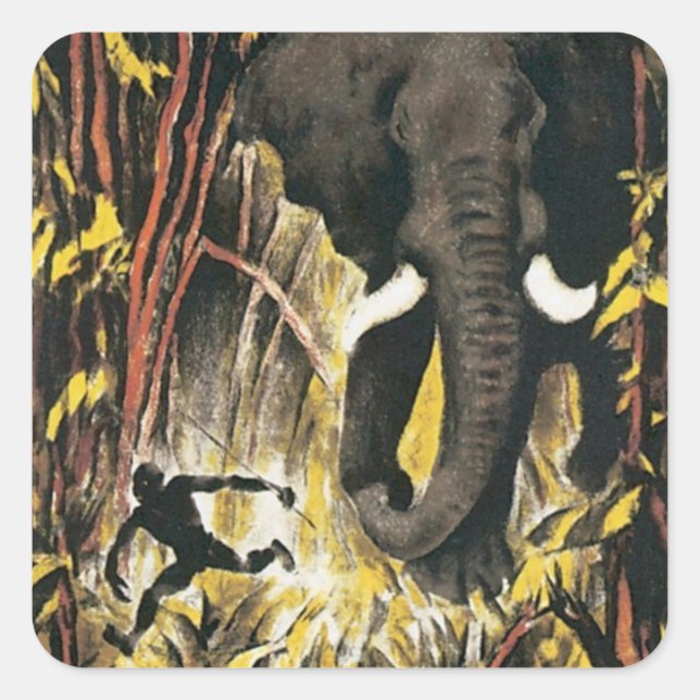 Pegatina Cuadrada África vintage (Anverso)