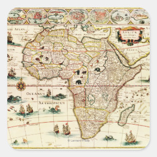 Pegatina Cuadrada AfricaPanoramic MapAfrica 2