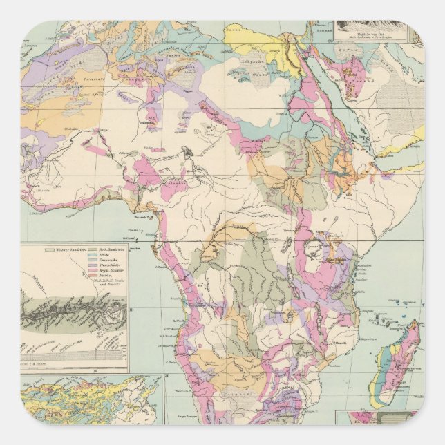 Pegatina Cuadrada Afrika - Mapa Atlas de África (Anverso)