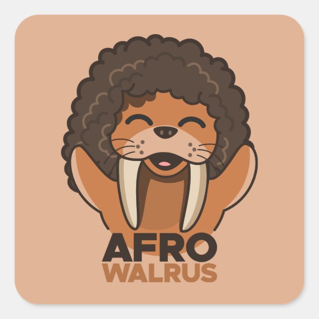 Pegatina Cuadrada Afro Walrus (Anverso)