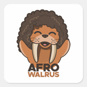 Pegatina Cuadrada Afro Walrus