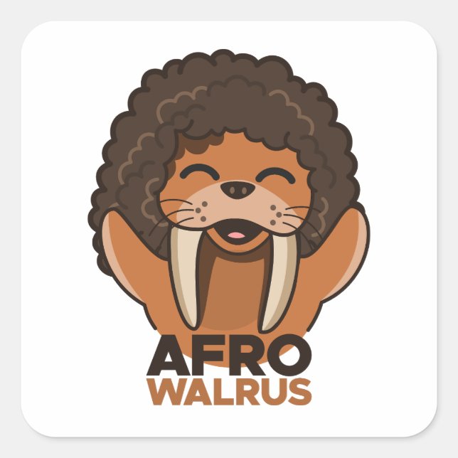Pegatina Cuadrada Afro Walrus (Anverso)