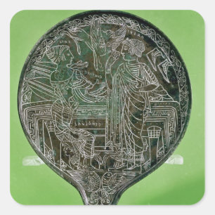 Pegatina Cuadrada Afrodita persuadió a Helen de seguir París a