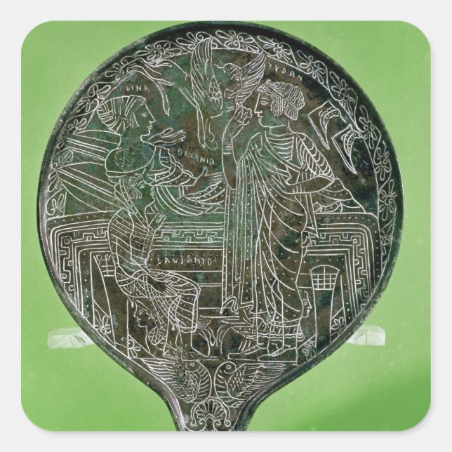 Pegatina Cuadrada Afrodita persuadió a Helen de seguir París a (Anverso)
