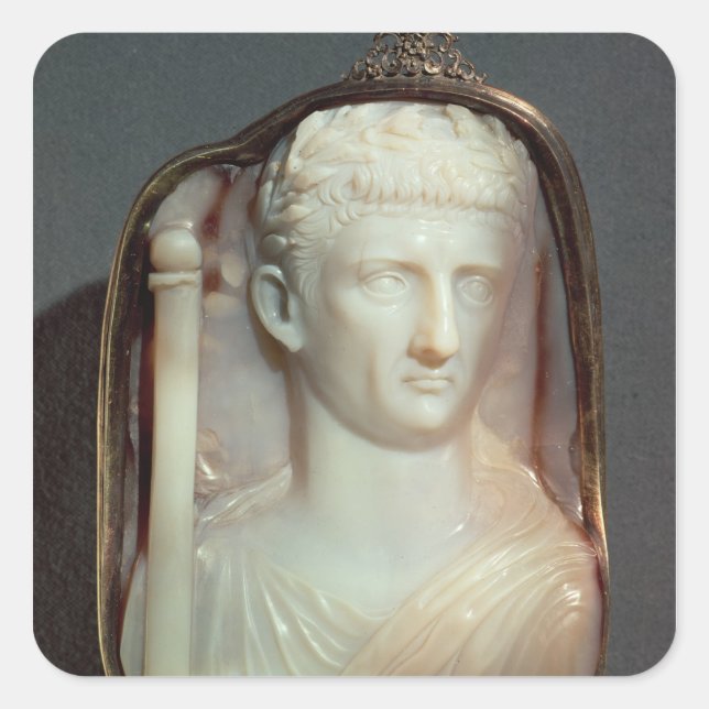 Pegatina Cuadrada Agate Cameo con el retrato de Claudius (Anverso)
