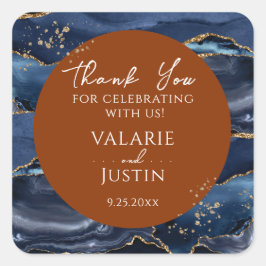 Pegatina Cuadrada Agate Naranja Azul Gracias Stic Cuadrado