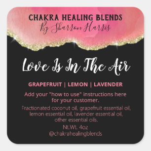 Pegatina Cuadrada Agate Purpurina Etiquetas De Mezcla De Amor Rosa Y