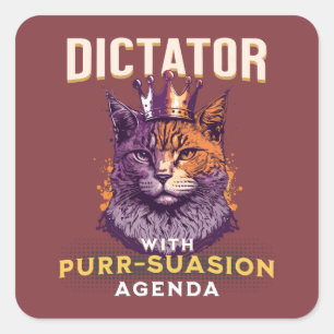 Pegatina Cuadrada Agenda de Purrsuasion Diseño Divertido de Gato