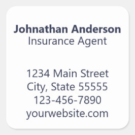 Pegatina Cuadrada Agente de seguros Medianoche Blue White Promociona