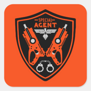 Pegatina Cuadrada Agente especial Kid