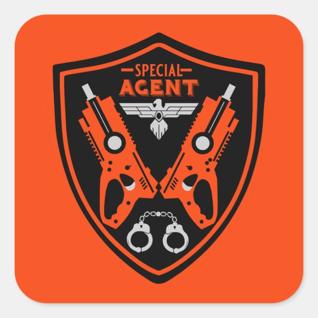 Pegatina Cuadrada Agente especial Kid (Anverso)