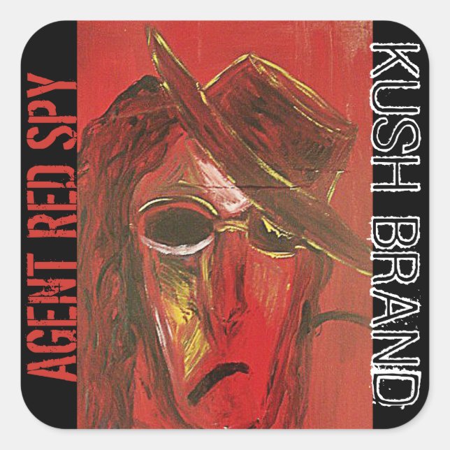 PEGATINA CUADRADA AGENTE ESPÍA ROJO KUSH (Anverso)