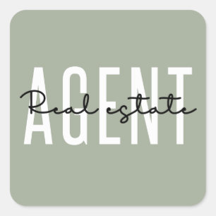 Pegatina Cuadrada Agente inmobiliario   Regalos para Realtor