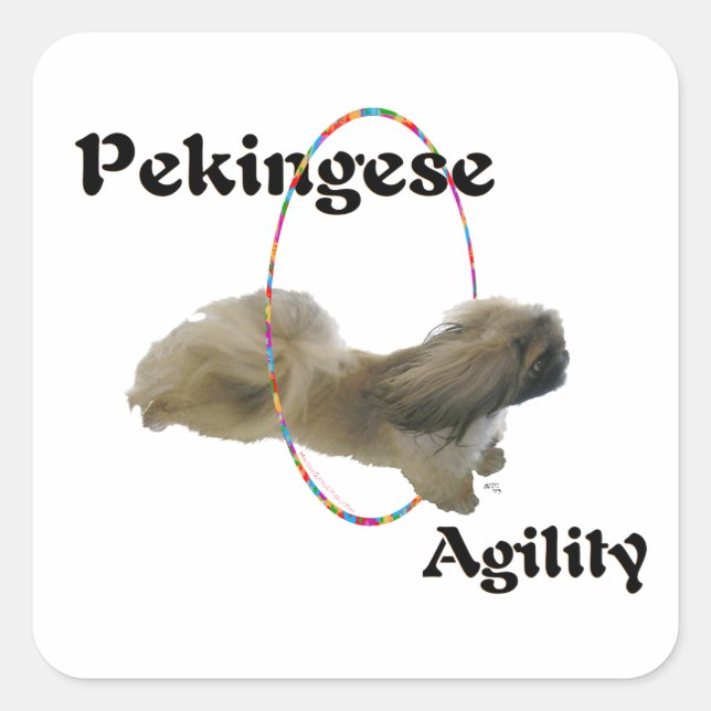 Pegatina Cuadrada Agilidad de Pekín (Anverso)