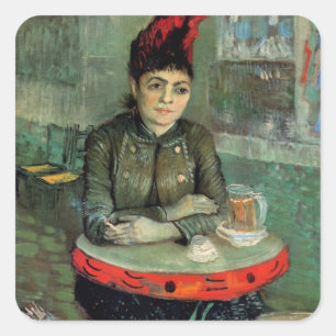 Pegatina Cuadrada Agostina Segatori, Cafe du Tambourin por Van Gogh