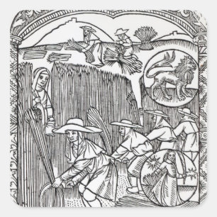 Pegatina Cuadrada Agosto, del calendario de un pastor