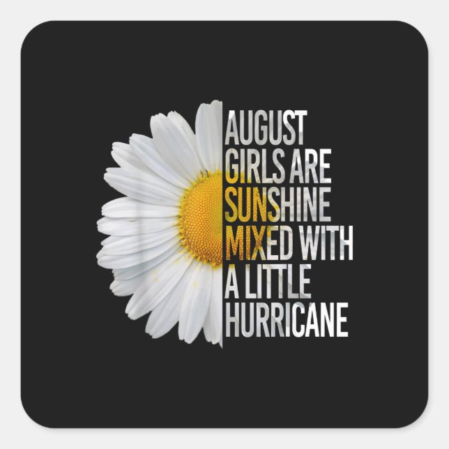 Pegatina Cuadrada Agosto Las mujeres de cumpleaños entregan regalo g (Anverso)