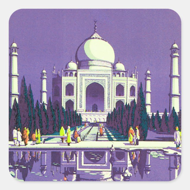Pegatina Cuadrada Agra ~ Taj Mahal (Anverso)