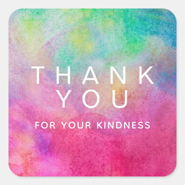 Pegatina Cuadrada Agradable acuarela Gracias por su amabilidad (Anverso)