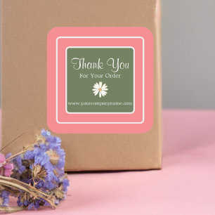 Pegatina Cuadrada Agradable margarita verde oliva rosada de Rubor Gr